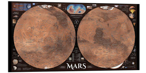 PVC-taulu Detailed map of planet Mars with surrounding infographics