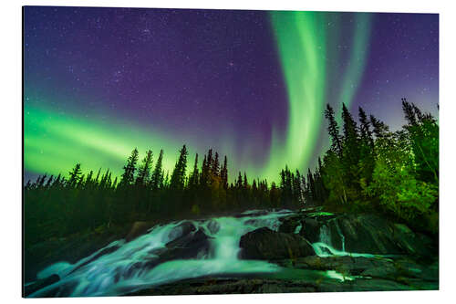 Cuadro de aluminio Northern lights over Ramparts Waterfall, Canada