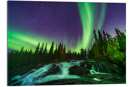 Gallery print Northern lights over Ramparts Waterfall, Canada