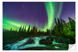 Wall sticker Northern lights over Ramparts Waterfall, Canada