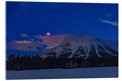 Acrylic print Moon total eclipse over the Canadian Rocky Mountains in Alberta, Canada