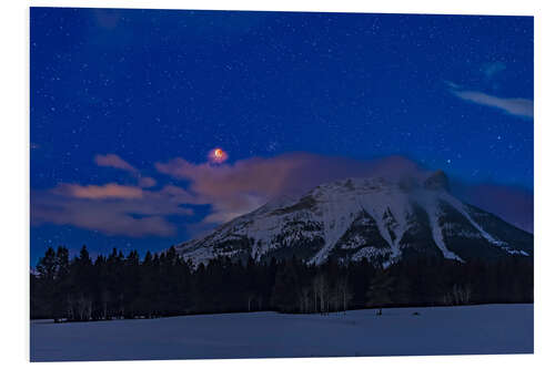 Foam board print Moon total eclipse over the Canadian Rocky Mountains in Alberta, Canada