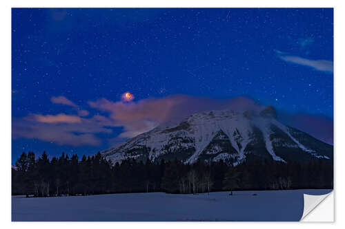 Vinilo para la pared Moon total eclipse over the Canadian Rocky Mountains in Alberta, Canada