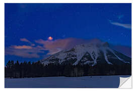 Selvklebende plakat Moon total eclipse over the Canadian Rocky Mountains in Alberta, Canada