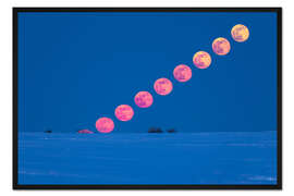 Gerahmter Kunstdruck Aufgang des Vollmondes über Alberta, Kanada