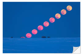 Selvklæbende plakat Rising of the full moon over Alberta, Canada