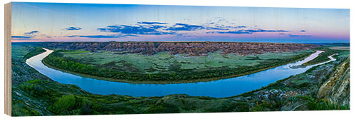 Holzbild Dämmerungspanorama über den Red Deer River, Alberta, Kanada