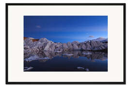 Gerahmter Kunstdruck Sonnenuntergang über einem Gletscher im Himalaya, Tibet