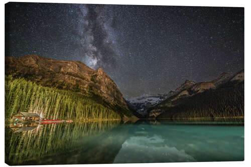 Stampa su tela Milky Way over Lake Louise, Banff National Park, Canada