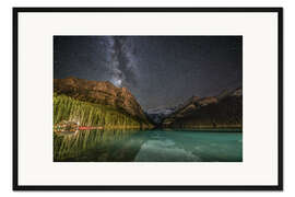 Gerahmter Kunstdruck Milchstraße über Lake Louise, Banff National Park, Kanada
