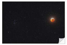 Naklejka na ścianę Eclipsed moon beside the Beehive star cluster