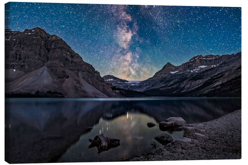 Leinwandbild Milchstraße über dem Bow Lake im Banff National Park, Kanada