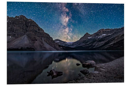 Foam board print Milky Way over Bow Lake in Banff National Park, Canada