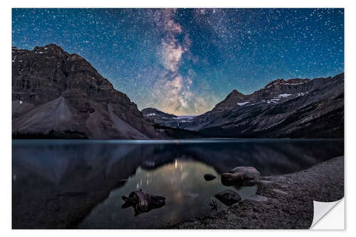 Muursticker Milky Way over Bow Lake in Banff National Park, Canada