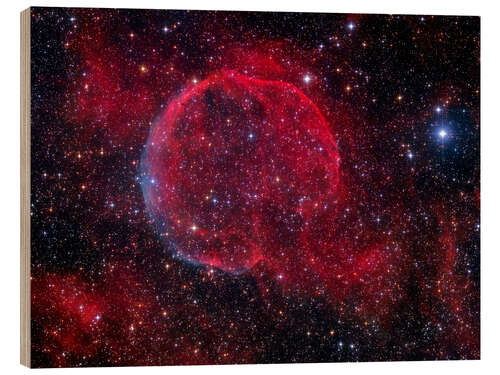 Wood print CTB-1 supernova remnant in the constellation Cassiopeia