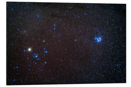 Aluminium print Star clusters Hyades (left) and Pleiades (right) in Taurus