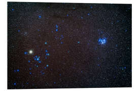 Foam board print Star clusters Hyades (left) and Pleiades (right) in Taurus