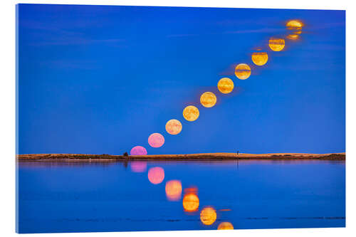 Acrylglasbild Reflektierter Mondaufgang über dem Crawling Lake Reservoir, Kanada