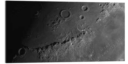 Acrylglas print Apollo 15 landing site on the moon (with labels)