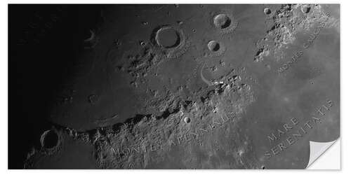 Sticker mural Apollo 15 landing site on the moon (with labels)