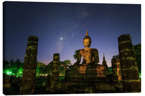 Canvastavla The Milky way and Venus above a buddha in Sukhothai, Thailand