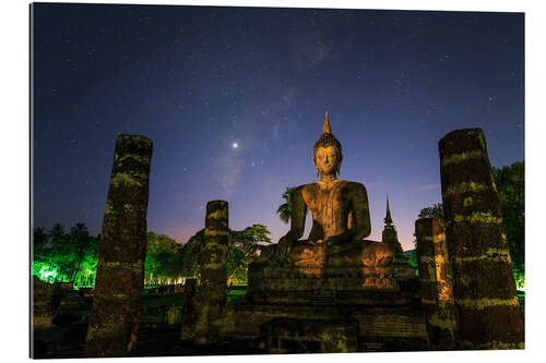 Gallery Print Die Milchstraße und Venus über einem Buddha in Sukhothai, Thailand