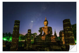 Wandsticker Die Milchstraße und Venus über einem Buddha in Sukhothai, Thailand