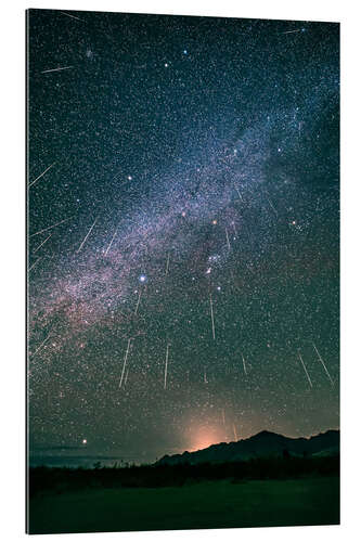 Tableau en plexi-alu Geminid meteor shower raining above the Chiricahua Mountains