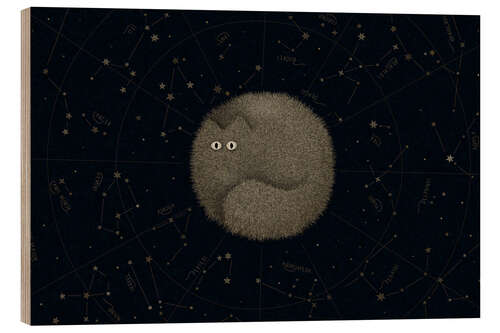 Wood print Cat planet, Mewrs
