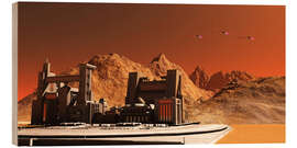 Tableau en bois Spacecraft near an installation habitat on Mars, 2076 - Corey Ford