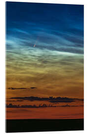 Acrylic print Comet NEOWISE amid noctilucent clouds in the morning