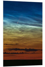 Foam board print Comet NEOWISE amid noctilucent clouds in the morning