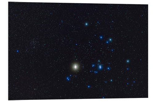 Foam board print The Hyades star cluster and bright yellow Aldebaran star