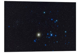 Foam board print The Hyades star cluster and bright yellow Aldebaran star