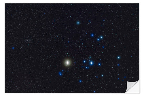 Naklejka na ścianę The Hyades star cluster and bright yellow Aldebaran star