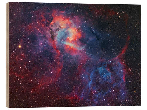 Wood print Sharpless 2-132 emission nebula at the Cepheus/Lacerta border