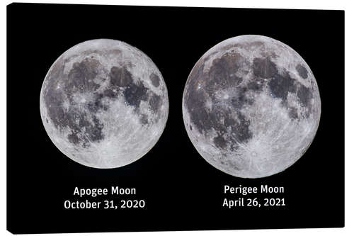 Canvas print Comparison of the full moon at Apogee and Perigee