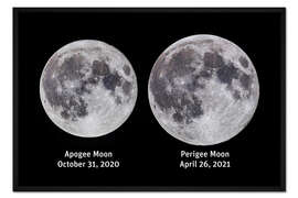 Gerahmter Kunstdruck Vergleich des Vollmondes bei Apogäum und Perigäum