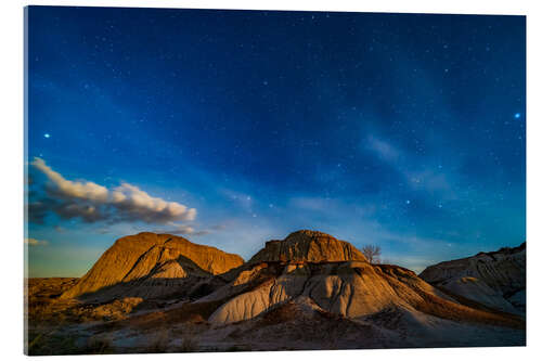 Acrylic print Moonrise over Dinosaur Provincial Park, Alberta, Canada