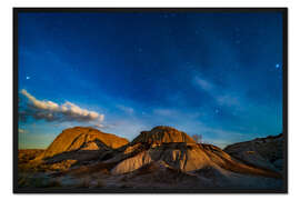 Gerahmter Kunstdruck Mondaufgang über dem Dinosaur Provincial Park, Alberta, Kanada