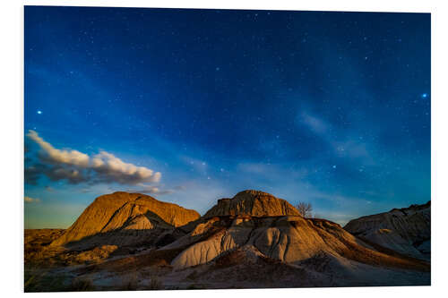 Foam board print Moonrise over Dinosaur Provincial Park, Alberta, Canada