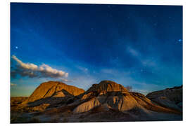 Tableau en PVC Moonrise over Dinosaur Provincial Park, Alberta, Canada