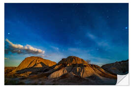 Sticker mural Moonrise over Dinosaur Provincial Park, Alberta, Canada