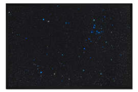 Gerahmter Kunstdruck Sternbild Coma Berenices mit dem Sternhaufen Mel 111 oben rechts