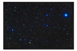 Gerahmter Kunstdruck Junge blaue und gelbe Sterne im Alpha Persei-Haufen