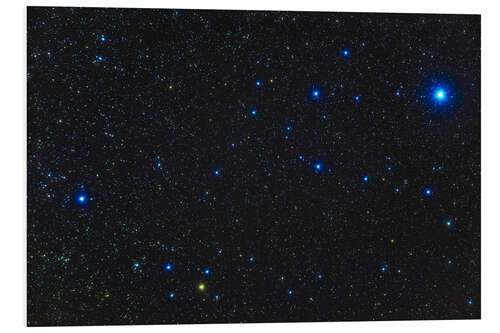 Foam board print Young blue and yellow stars in the Alpha Persei Cluster