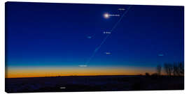 Canvas print Waning crescent moon above Venus and Mercury in the pre-dawn sky