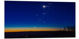 Foam board print Waning crescent moon above Venus and Mercury in the pre-dawn sky