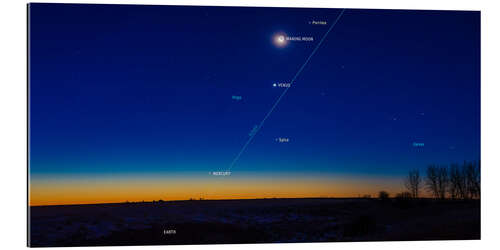 Tableau en plexi-alu Waning crescent moon above Venus and Mercury in the pre-dawn sky