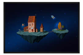 Gerahmter Kunstdruck Astronauten auf einem romantischen Asteroiden